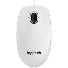 "Logitech B100 Optical Cable Mouse - Reliable Performance, Classic White Design | SKU: 5099206041288"